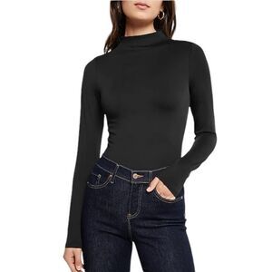 Express Body Contour High Compression Mock Neck Long Sleeve Tee | size M